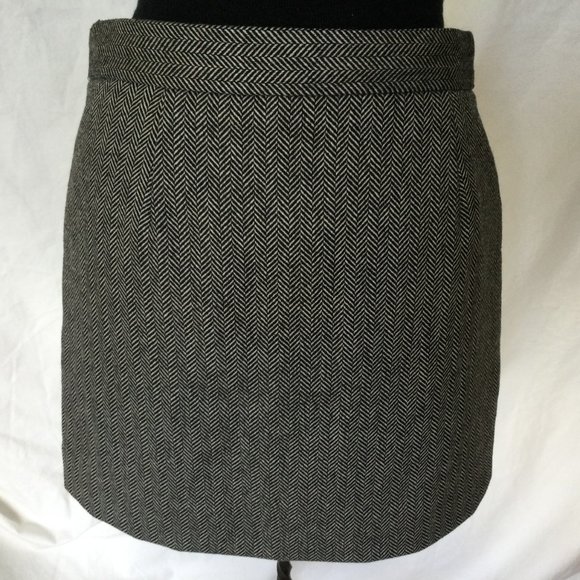 Gap Wool Blend Skirt Collegiate Mini Lined Herringbone Gray Size 4 - Picture 4 of 11